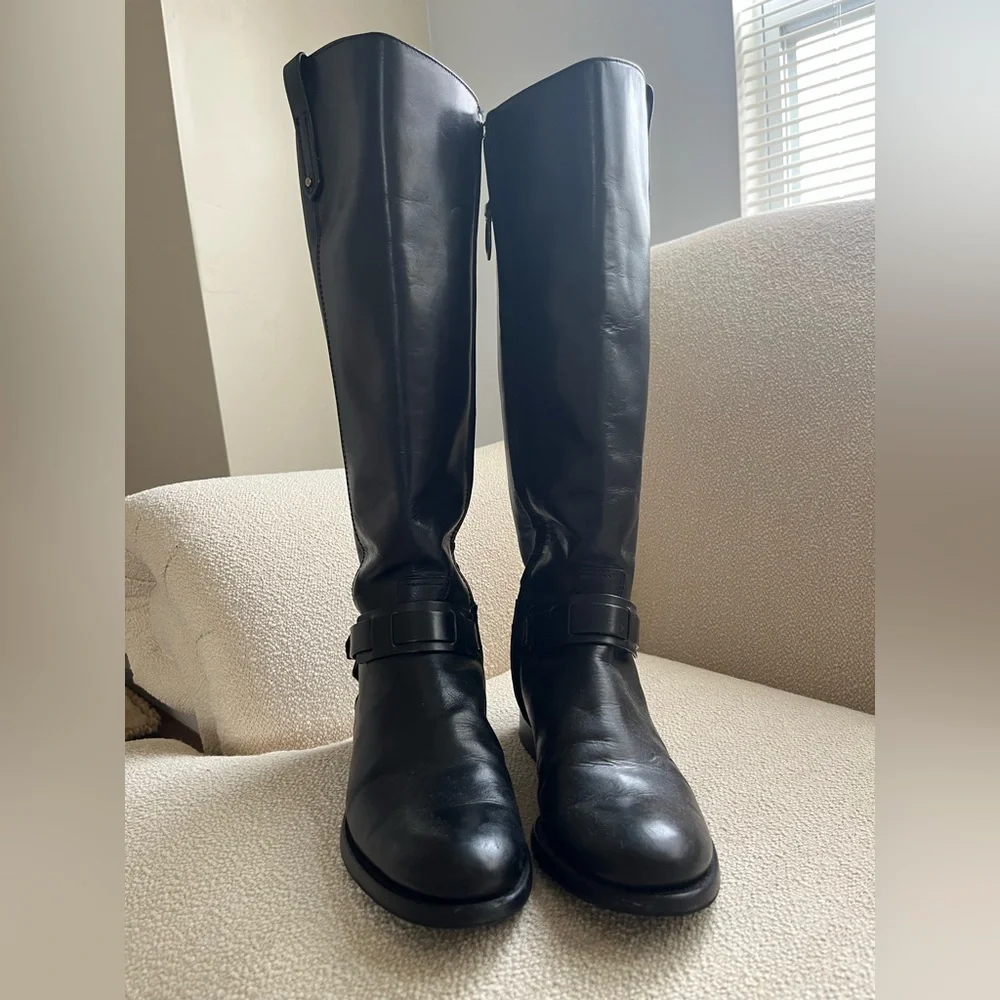 TORY BURCH Black Leather Over-the-Knee Riding Boots